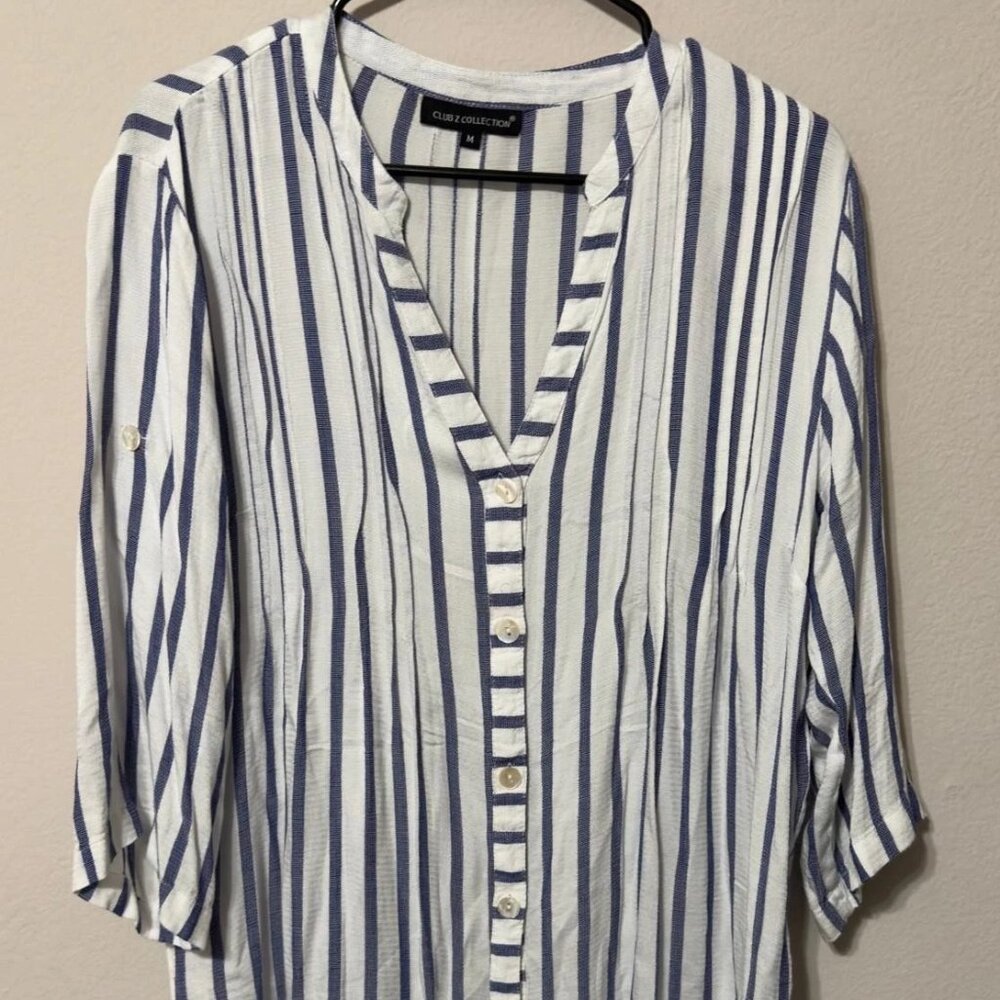 Club Z Collection Women's Blouse Tunic Long Shirt Stripes Size M